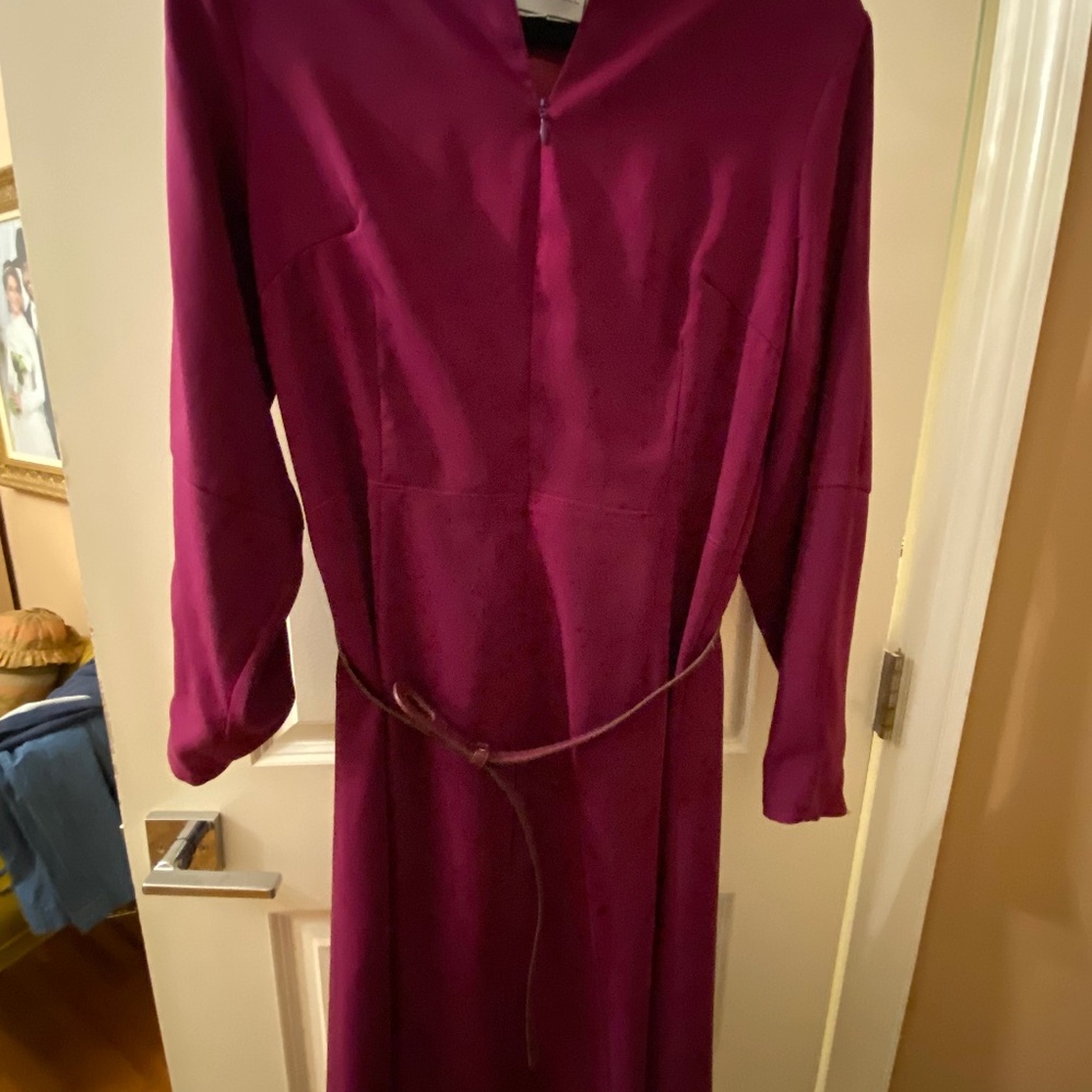 Apparalel purple zipper front and belted women’s dress